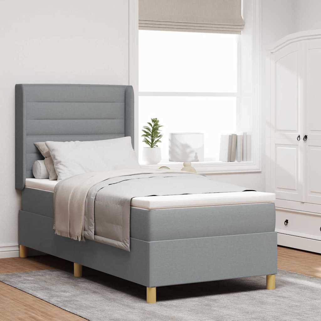 Letto a molle con materasso Grigio chiaro 100 x 200 cm Tessuto