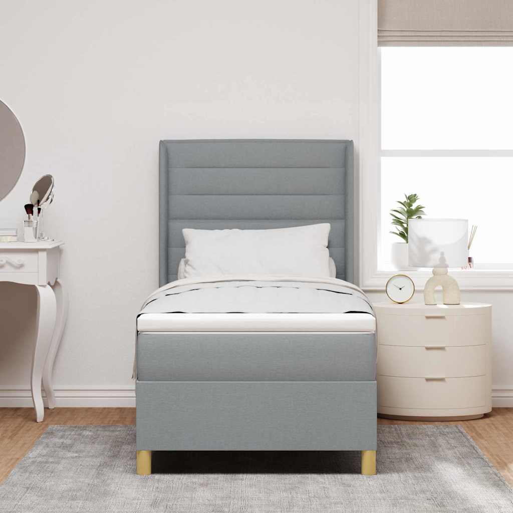 Letto a molle con materasso Grigio chiaro 100 x 200 cm Tessuto