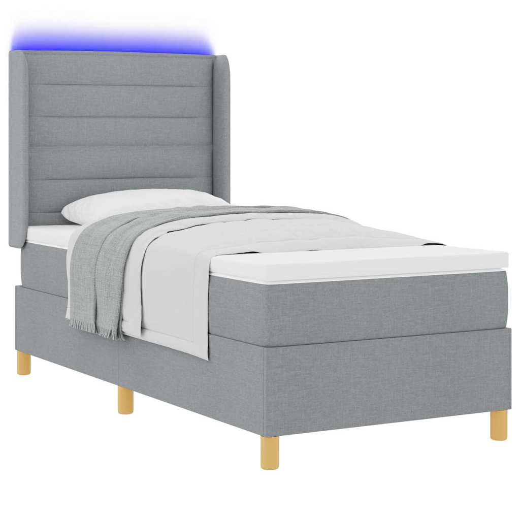 Letto a molle con materasso Grigio chiaro 100 x 200 cm Tessuto