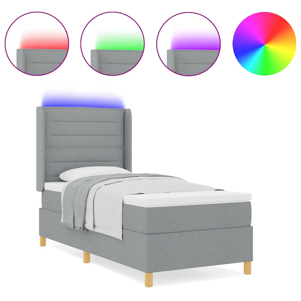 Letto a molle con materasso Grigio chiaro 100 x 200 cm Tessuto
