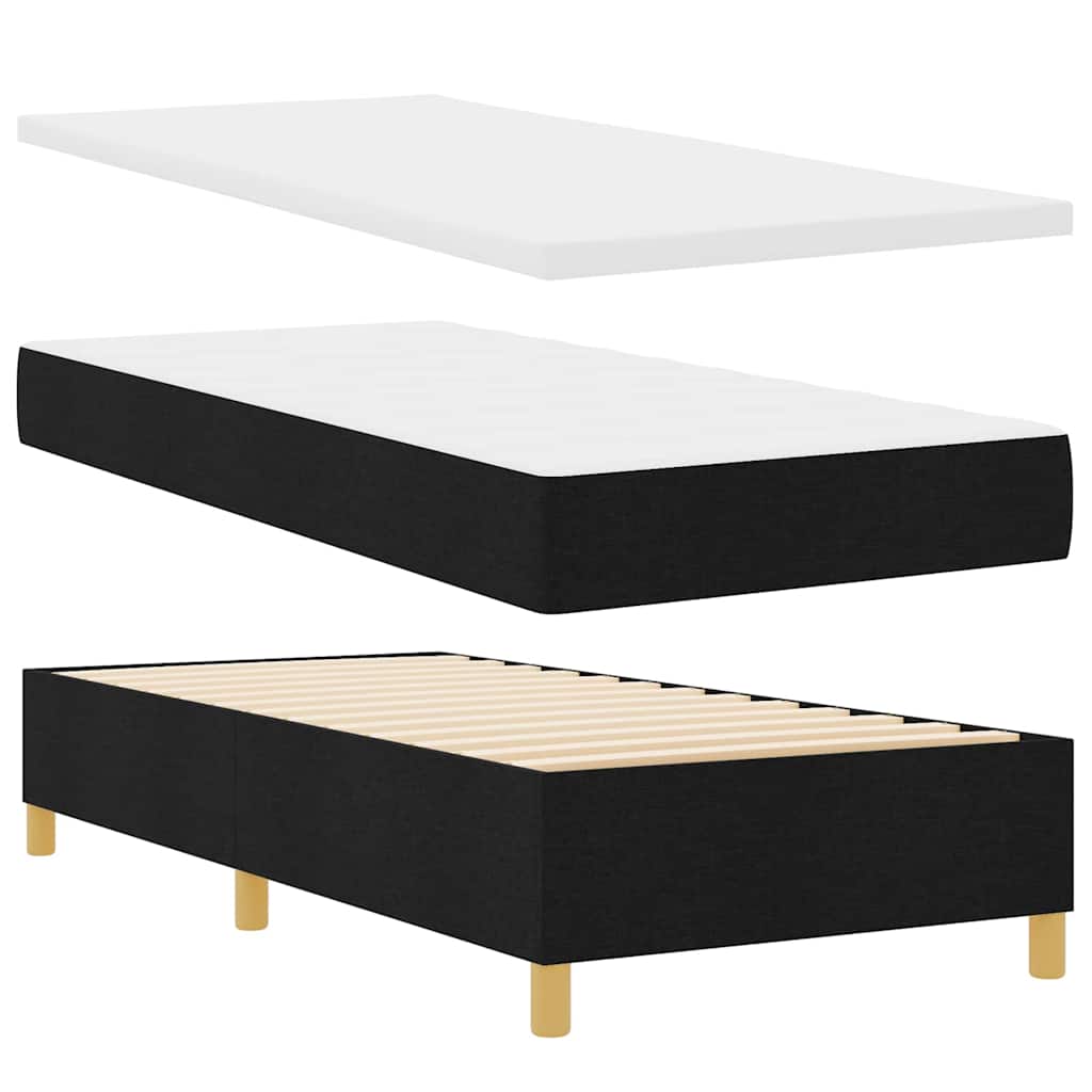 Letto a molle con materasso Nero 100 x 200 cm Tessuto