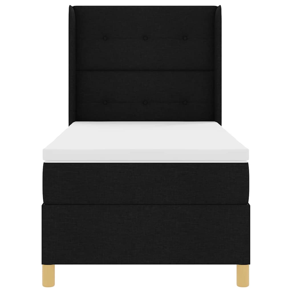 Letto a molle con materasso Nero 100 x 200 cm Tessuto