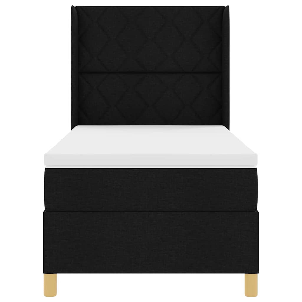 Letto a molle con materasso Nero 100 x 200 cm Tessuto