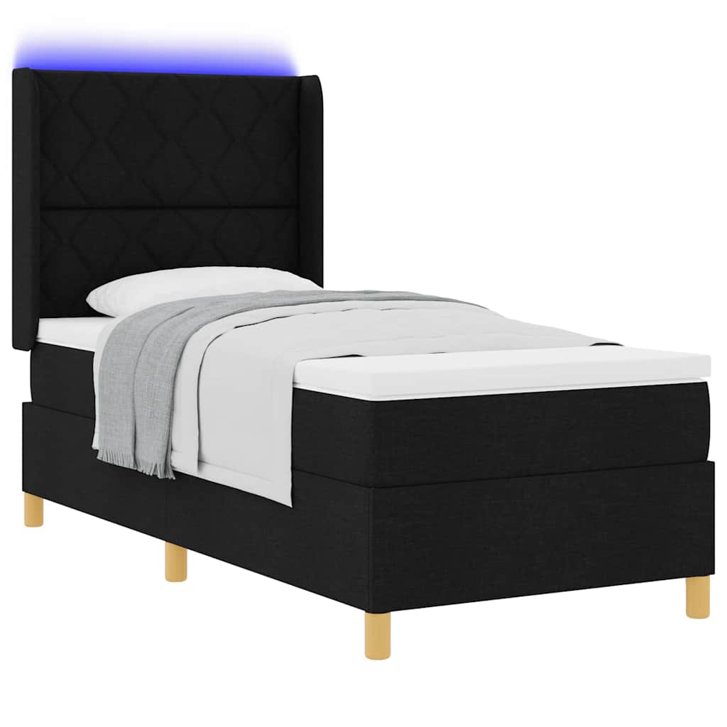 Letto a molle con materasso Nero 100 x 200 cm Tessuto