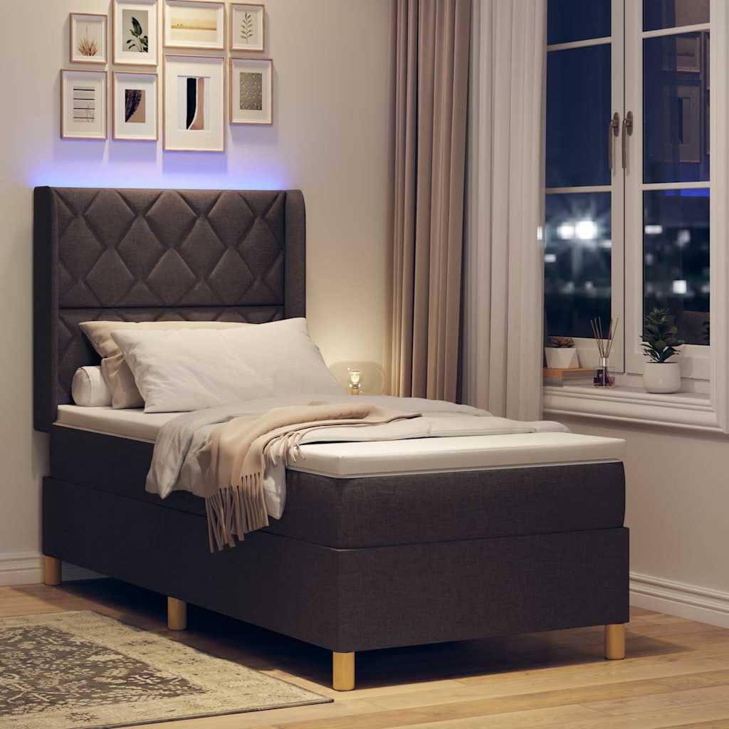 Letto a molle con materasso Marrone 100 x 200 cm Tessuto