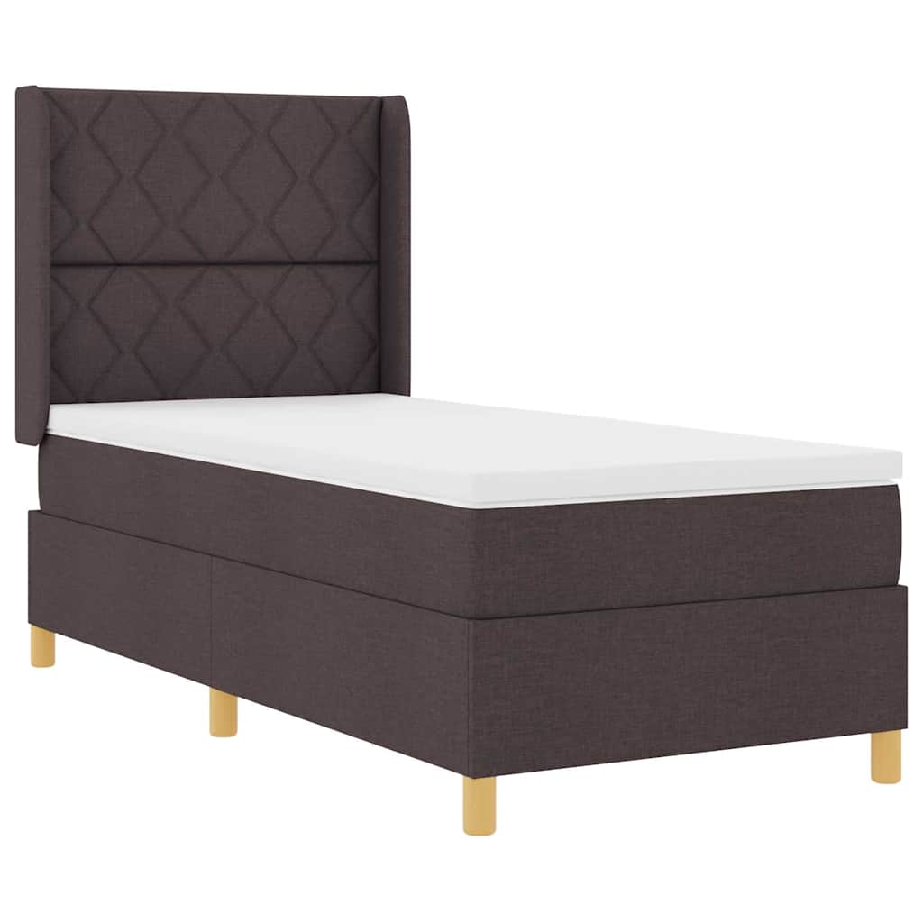 Letto a molle con materasso Marrone 100 x 200 cm Tessuto