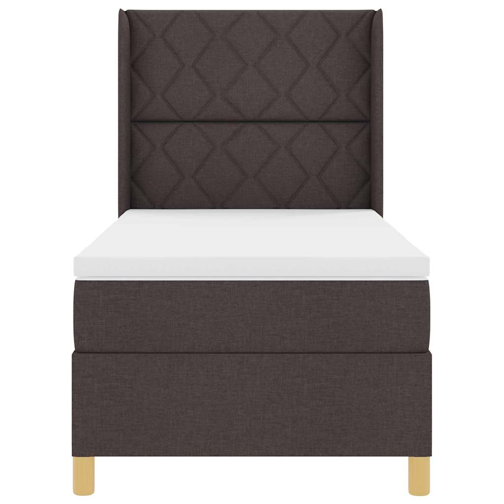 Letto a molle con materasso Marrone 100 x 200 cm Tessuto