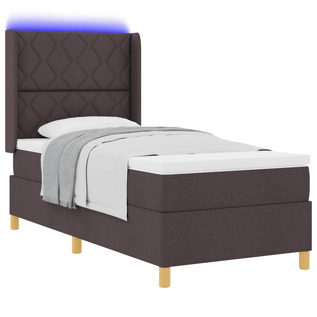 Letto a molle con materasso Marrone 100 x 200 cm Tessuto