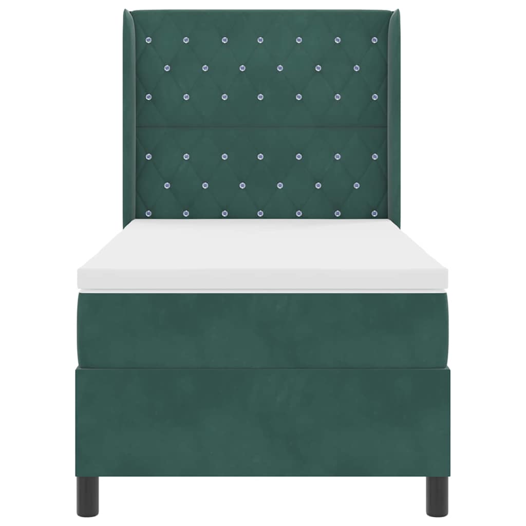 Letto con Box Springs LED e Materasso Verde Scuro 100 x 200 cm