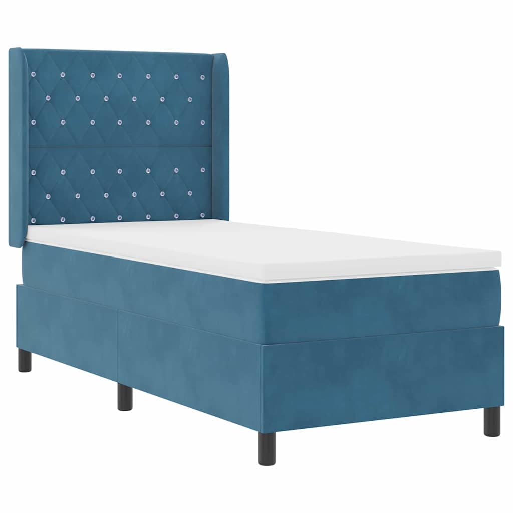 Letto con Box Springs LED e Materasso Blu 100 x 200 cm Velluto