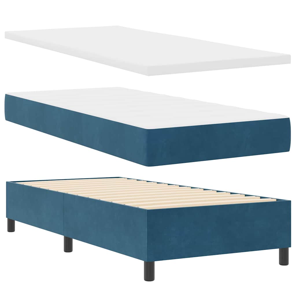 Letto con Box Springs LED e Materasso Blu 100 x 200 cm Velluto