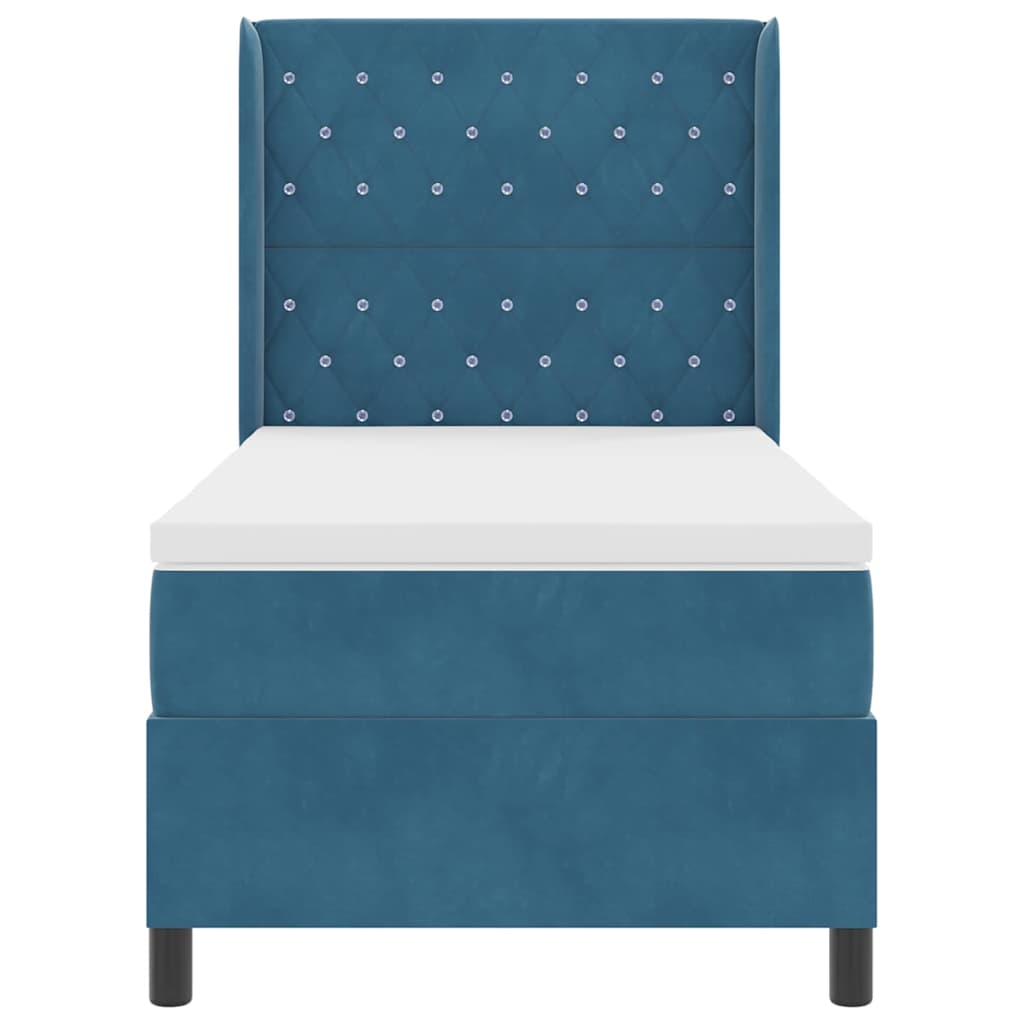 Letto con Box Springs LED e Materasso Blu 100 x 200 cm Velluto