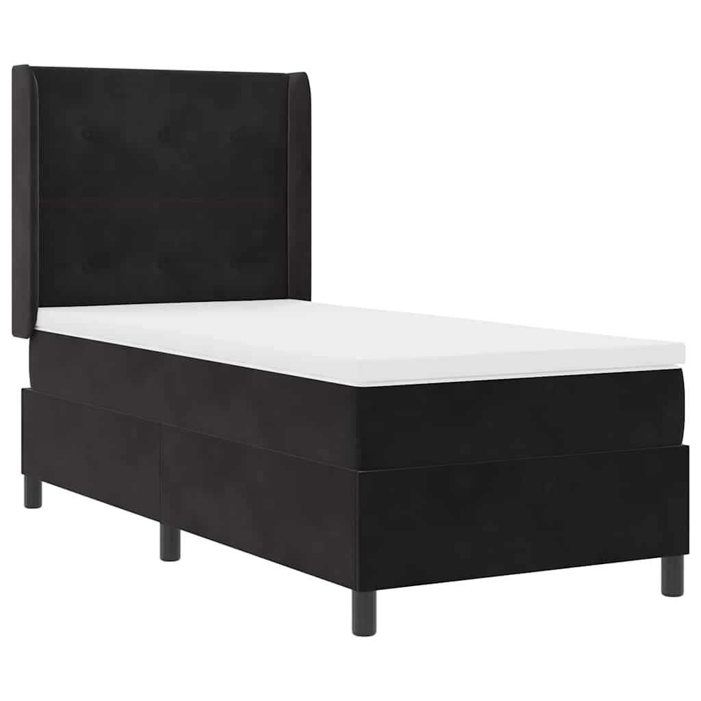 Letto con Box Springs LED e Materasso Nero 100 x 200 cm Velluto