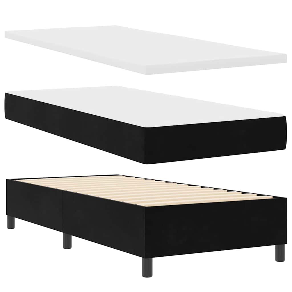 Letto con Box Springs LED e Materasso Nero 100 x 200 cm Velluto