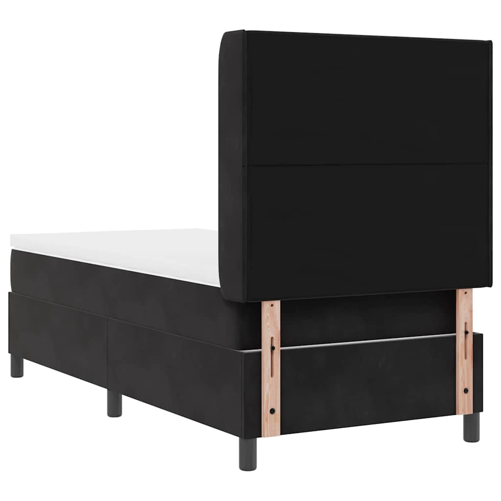 Letto con Box Springs LED e Materasso Nero 100 x 200 cm Velluto