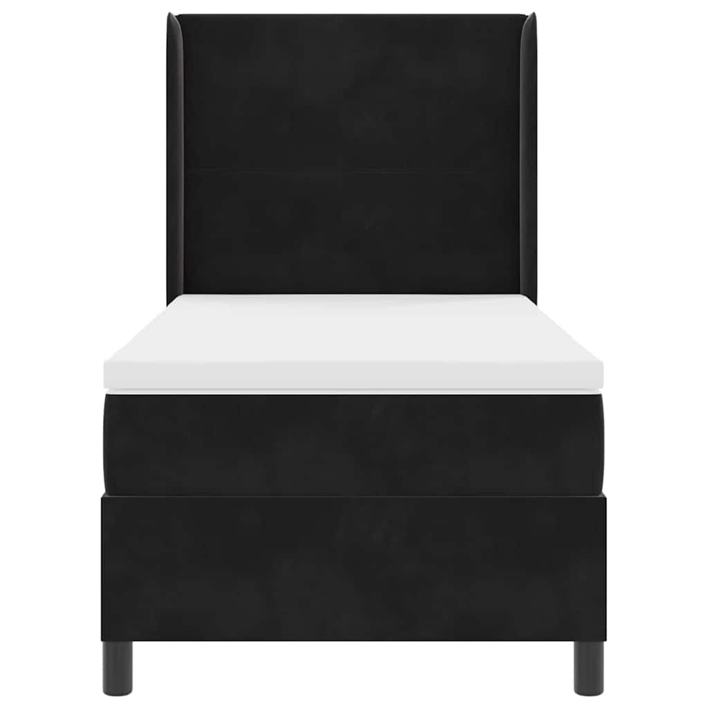 Letto con Box Springs LED e Materasso Nero 100 x 200 cm Velluto