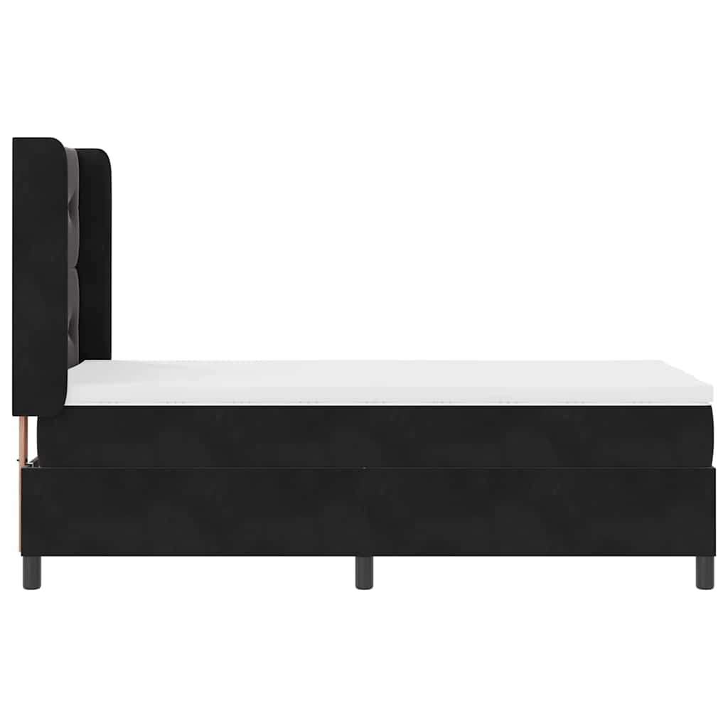 Letto con Box Springs LED e Materasso Nero 100 x 200 cm Velluto