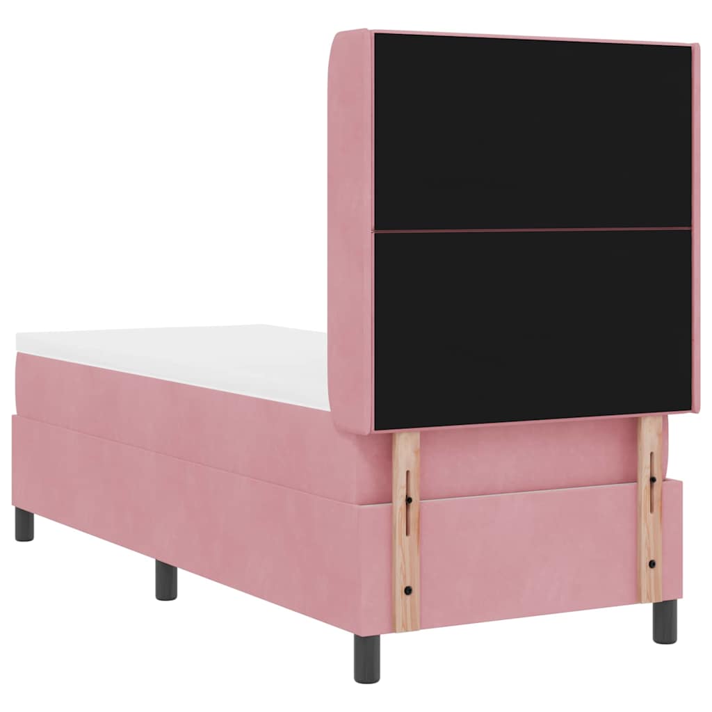 Letto con Box Springs LED e Materasso Rosa 80 x 200 cm Velluto