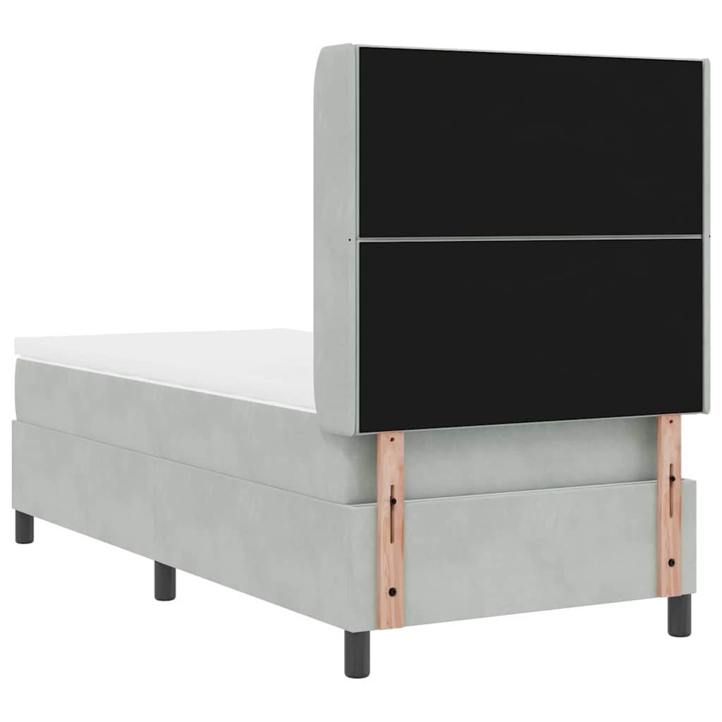Letto con Box Springs LED e Materasso Geometrico Grigio chiaro