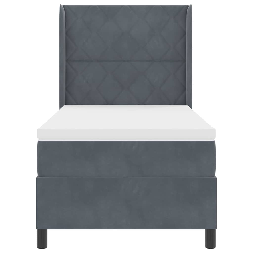 Letto con Box Springs LED e Materasso Grigio scuro 100 x 200 cm