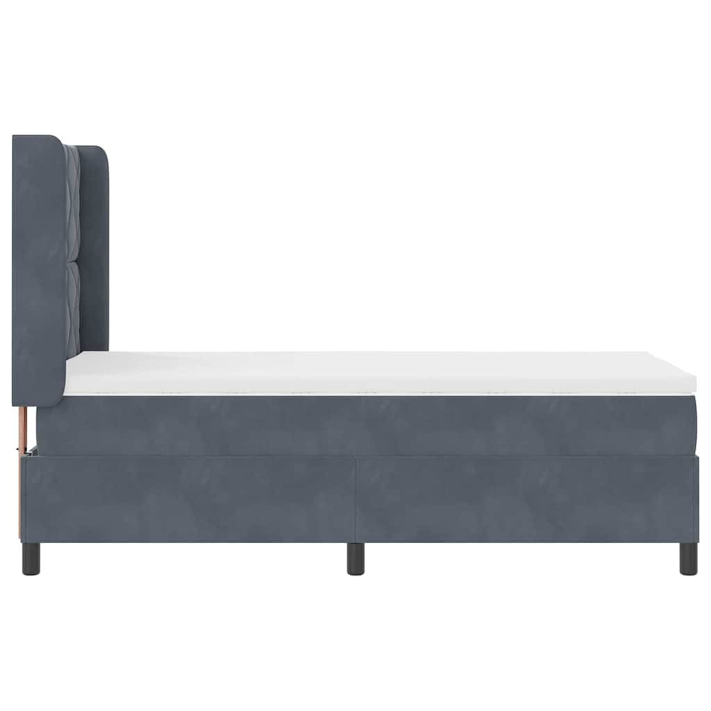 Letto con Box Springs LED e Materasso Grigio scuro 100 x 200 cm