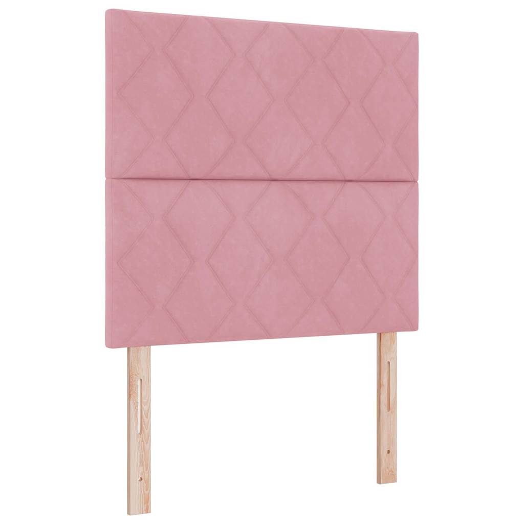 Letto con Box Springs LED e Materasso Rosa 100 x 200 cm Velluto