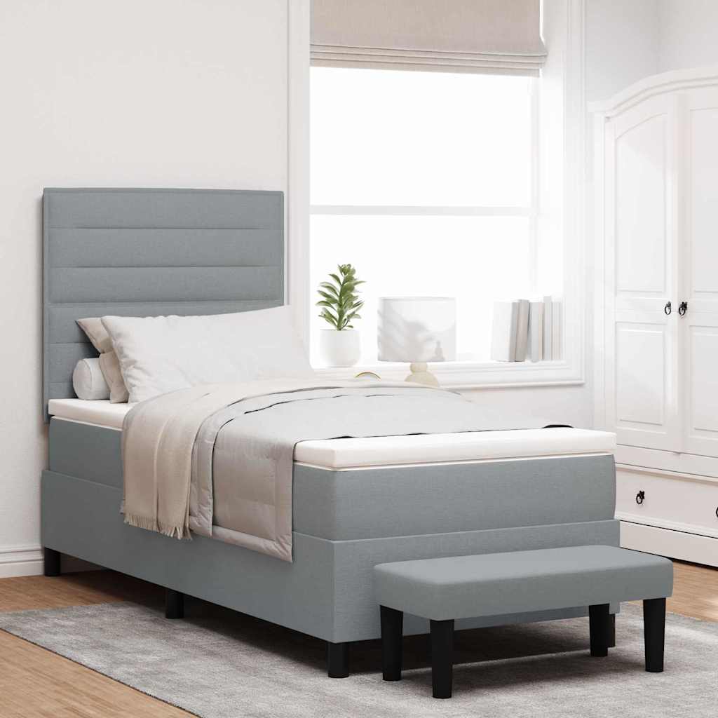 Letto a molle con materasso Grigio chiaro 100 x 200 cm Tessuto