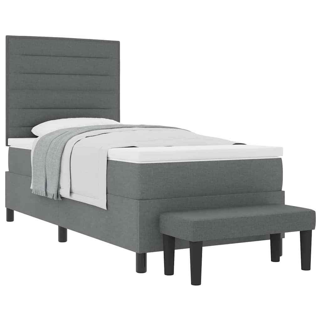 Letto a molle con materasso Grigio scuro 100 x 200 cm Tessuto