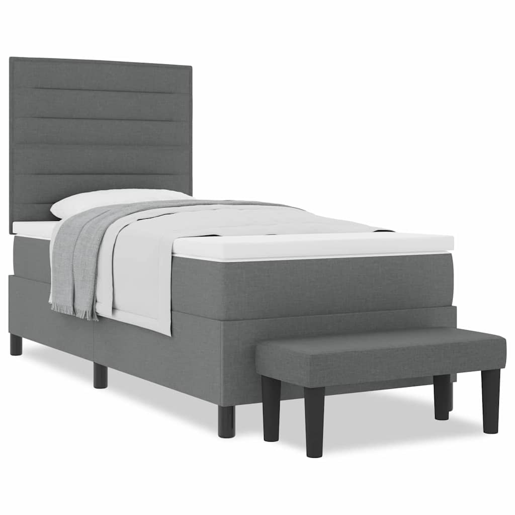 Letto a molle con materasso Grigio scuro 100 x 200 cm Tessuto