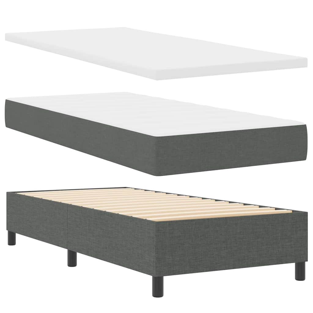 Letto a molle con materasso Grigio scuro 100 x 200 cm Tessuto