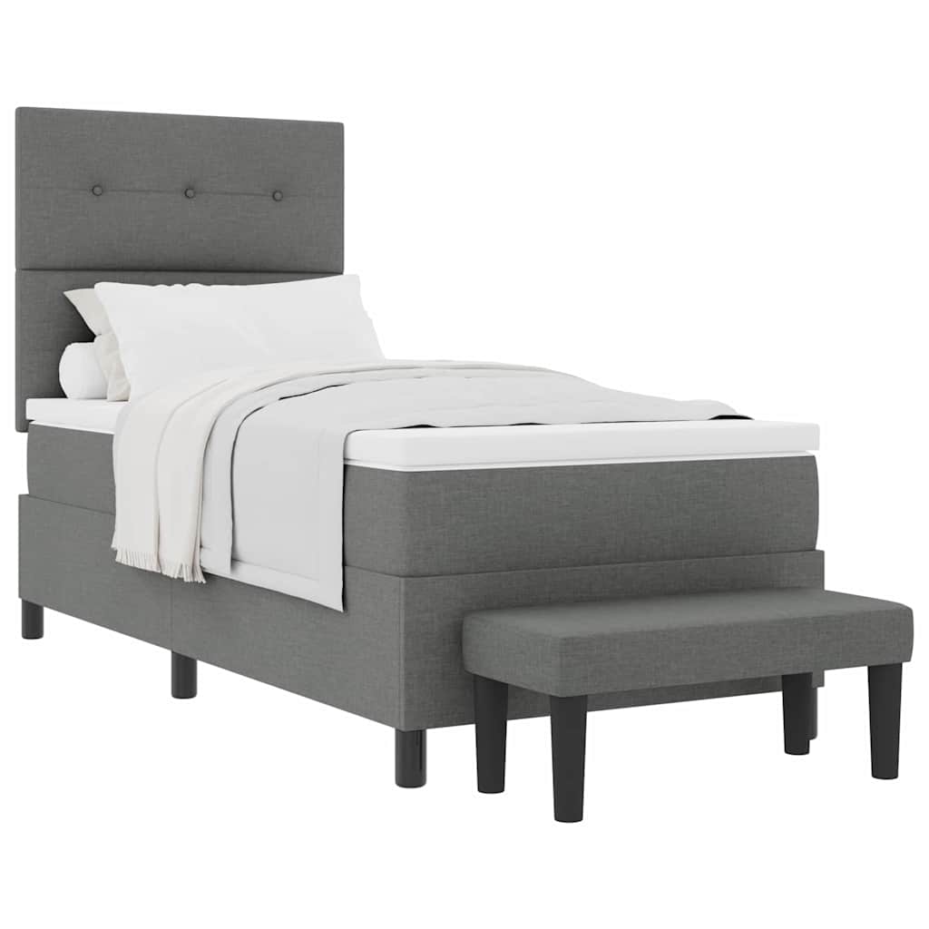 Letto a molle con materasso Grigio scuro 100 x 200 cm Tessuto
