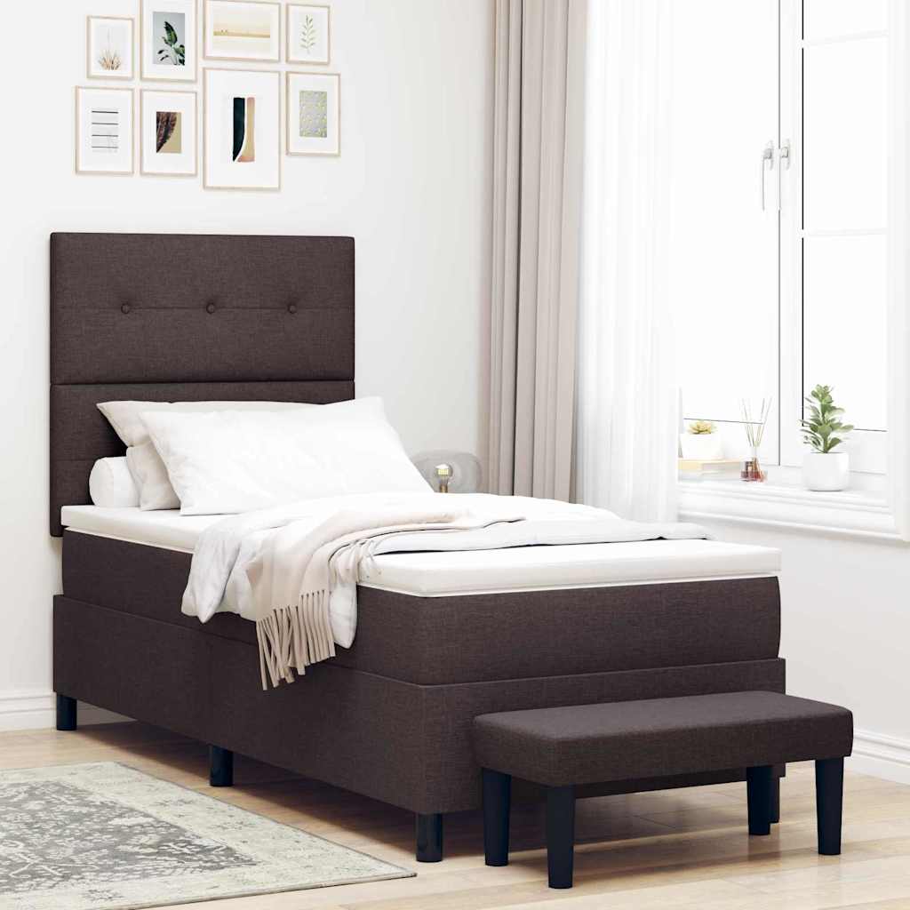 Letto a molle con materasso Marrone Scuro 100 x 200 cm Tessuto
