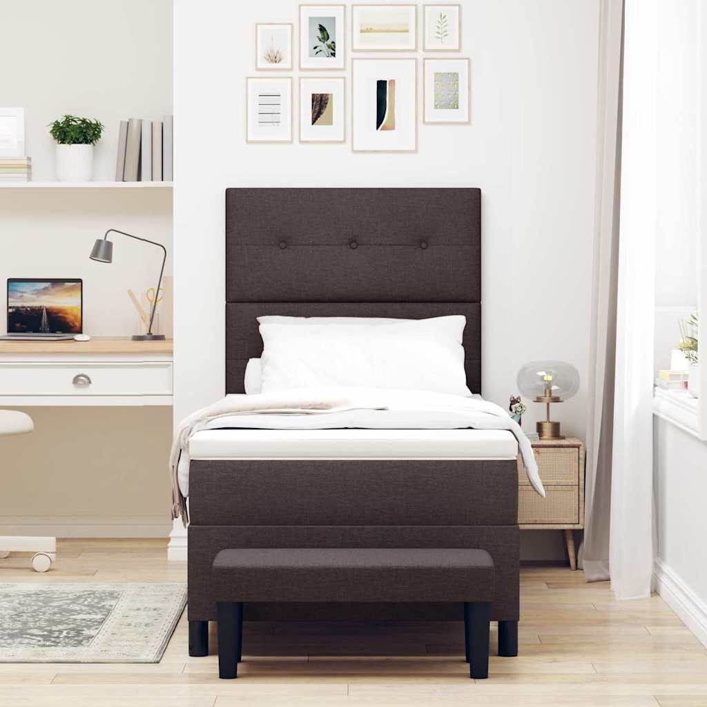 Letto a molle con materasso Marrone Scuro 100 x 200 cm Tessuto