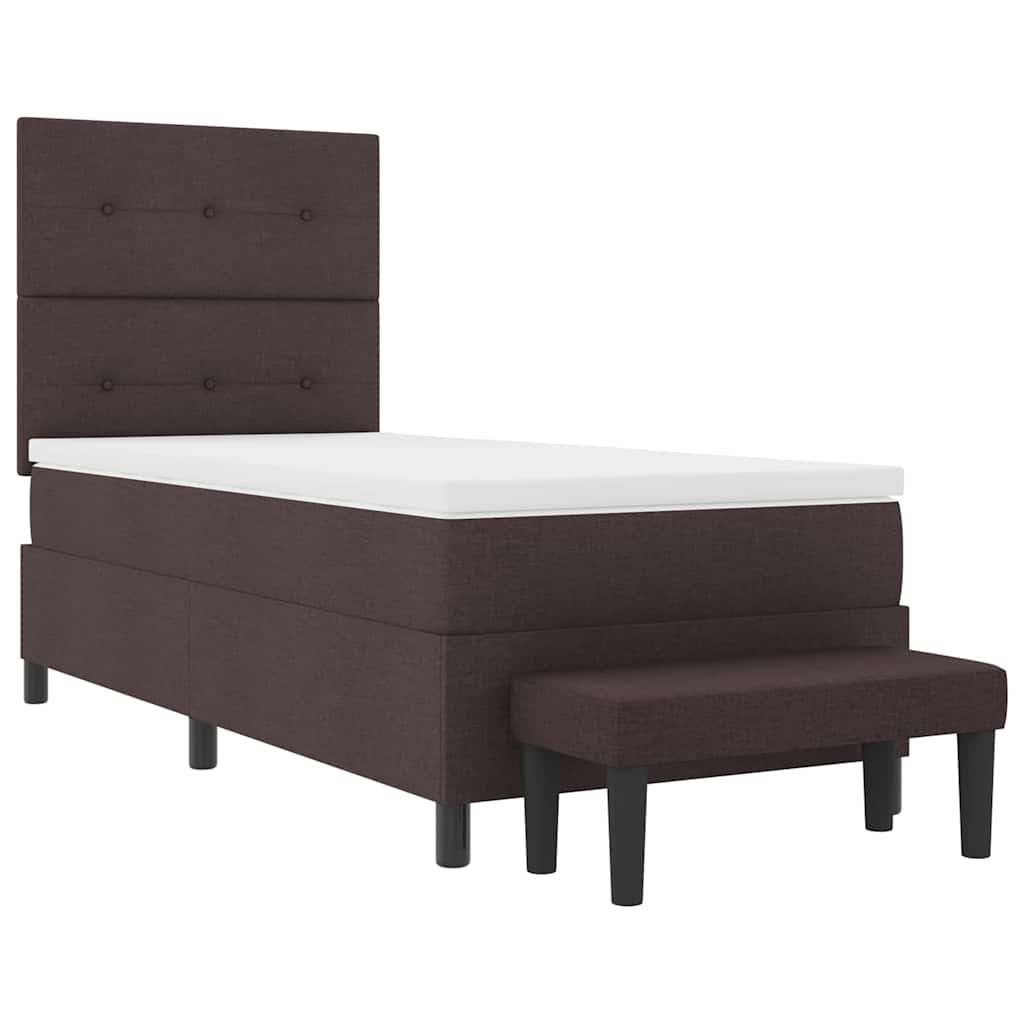 Letto a molle con materasso Marrone Scuro 100 x 200 cm Tessuto