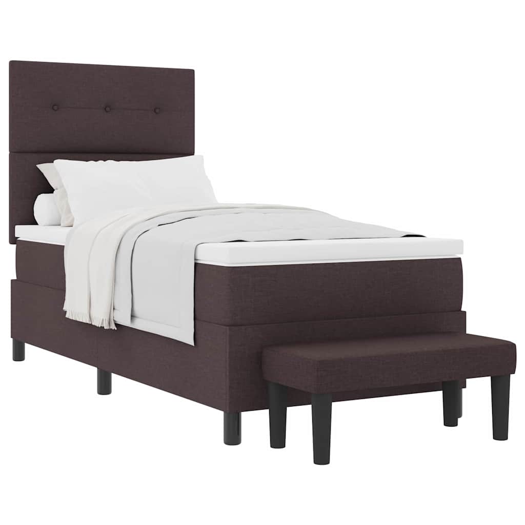 Letto a molle con materasso Marrone Scuro 100 x 200 cm Tessuto