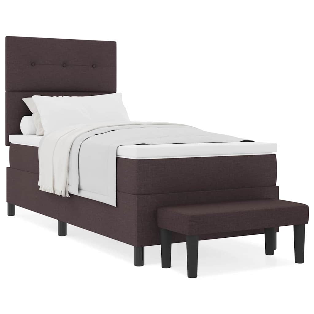 Letto a molle con materasso Marrone Scuro 100 x 200 cm Tessuto