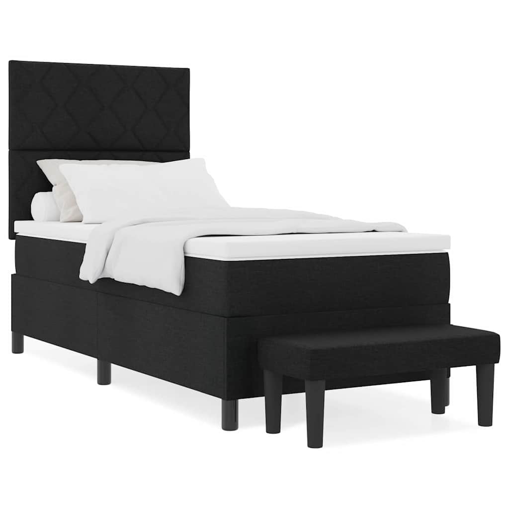 Letto a molle con materasso Nero 100 x 200 cm Tessuto