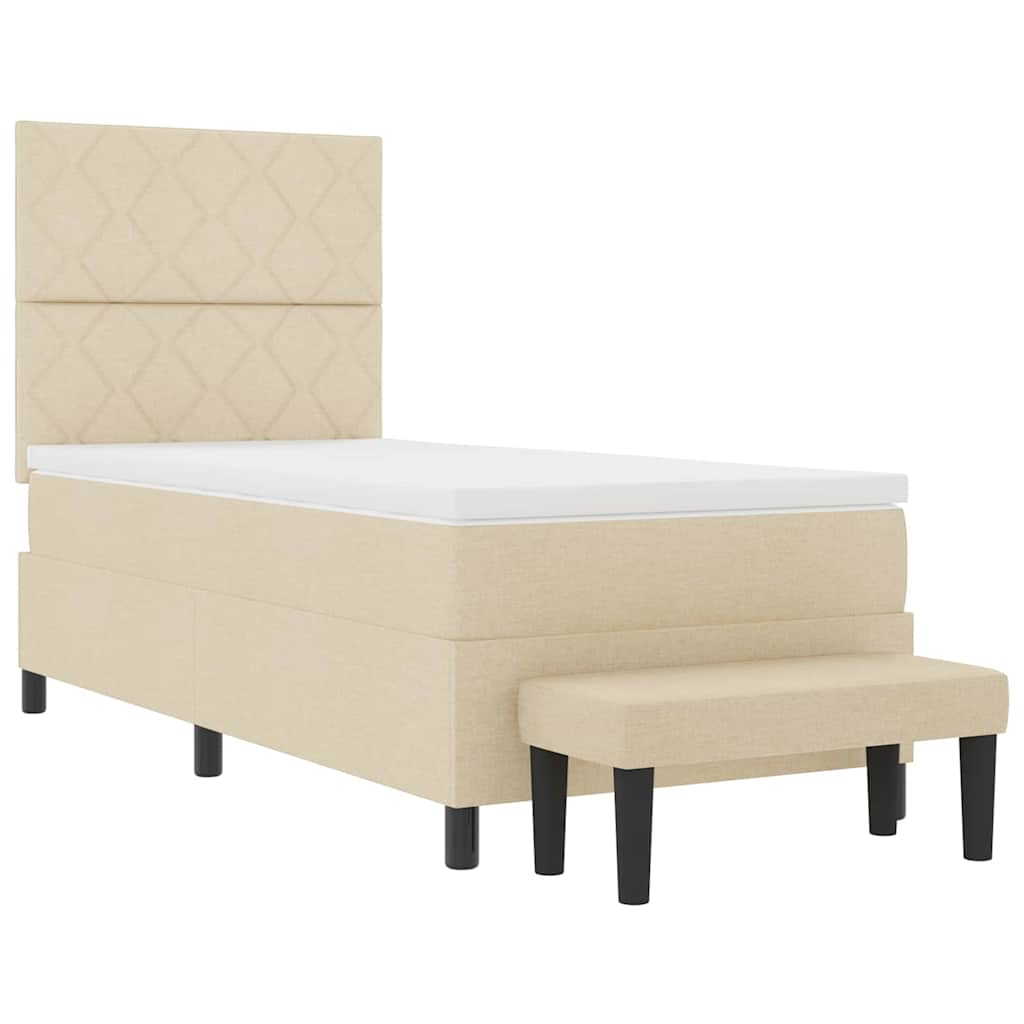 Letto a molle con materasso Crema 100 x 200 cm Tessuto