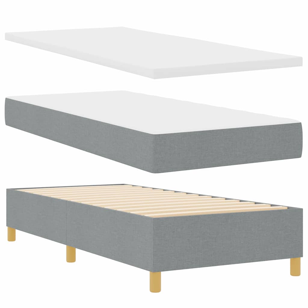 Letto a molle con materasso Grigio chiaro 100 x 200 cm Tessuto