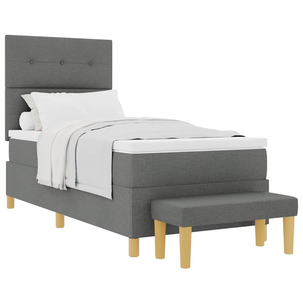 Letto a molle con materasso Grigio scuro 100 x 200 cm Tessuto