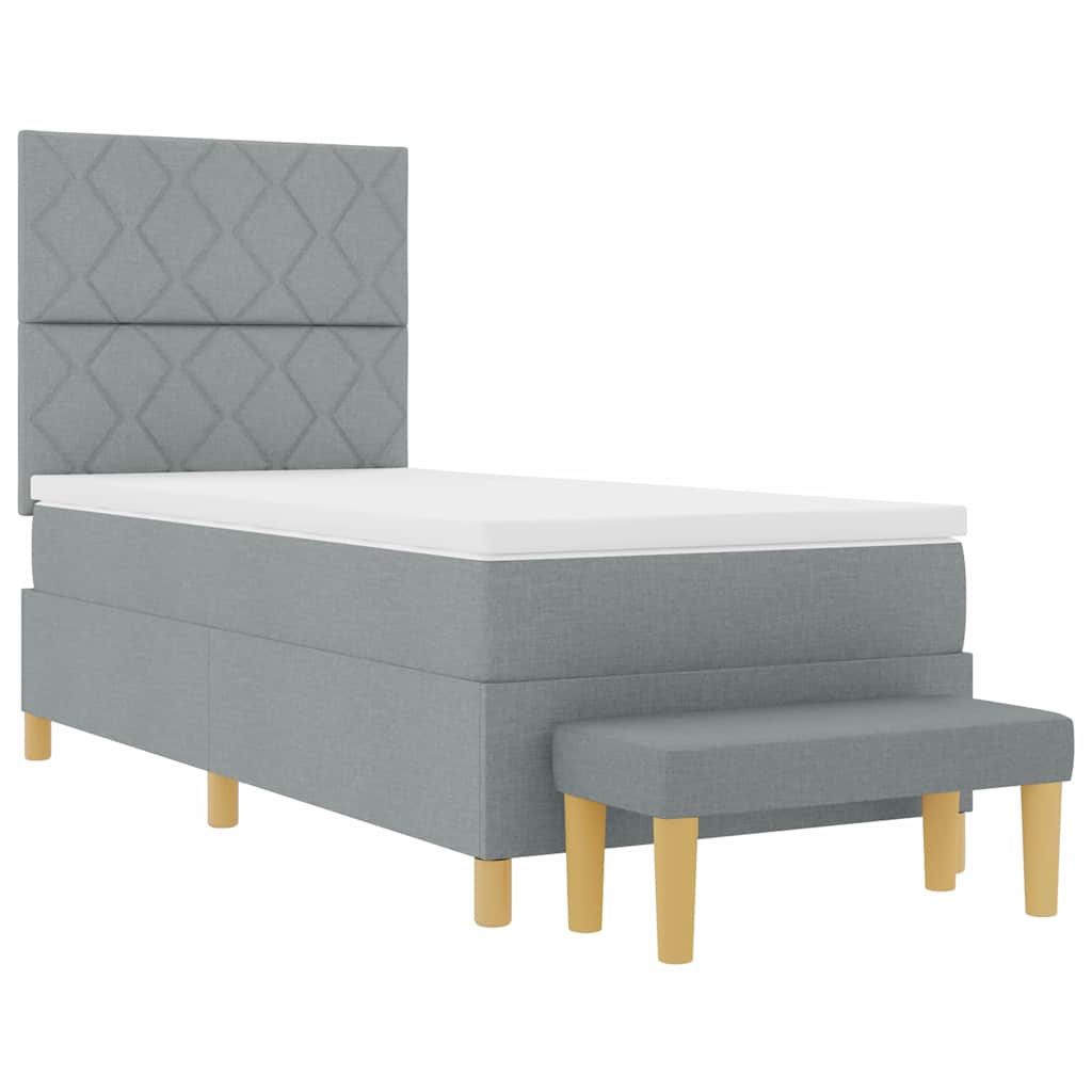 Letto a molle con materasso Grigio chiaro 100 x 200 cm Tessuto