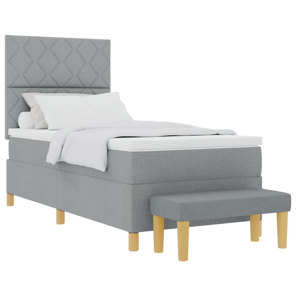 Letto a molle con materasso Grigio chiaro 100 x 200 cm Tessuto