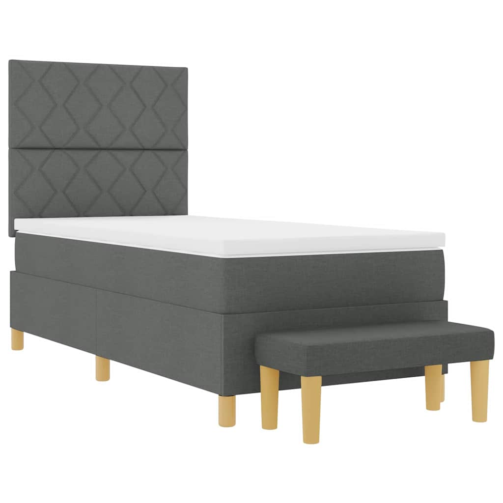 Letto a molle con materasso Grigio scuro 100 x 200 cm Tessuto