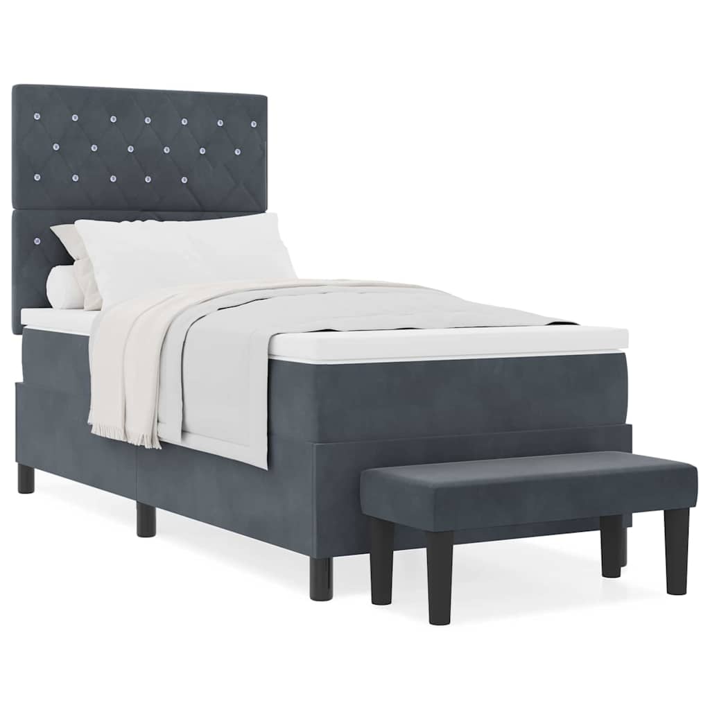 Letto a molle con materasso Grigio scuro 100 x 200 cm Velluto
