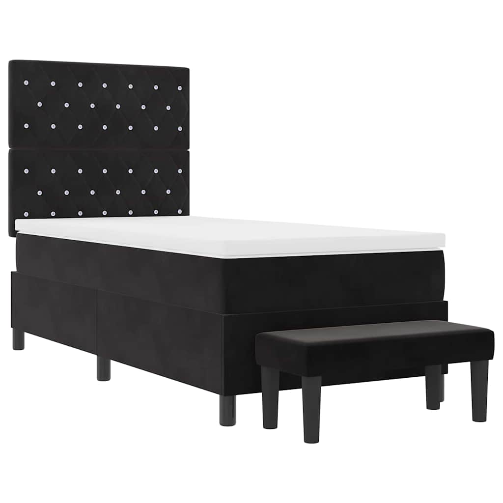 Letto a molle con materasso Nero 100 x 200 cm Velluto