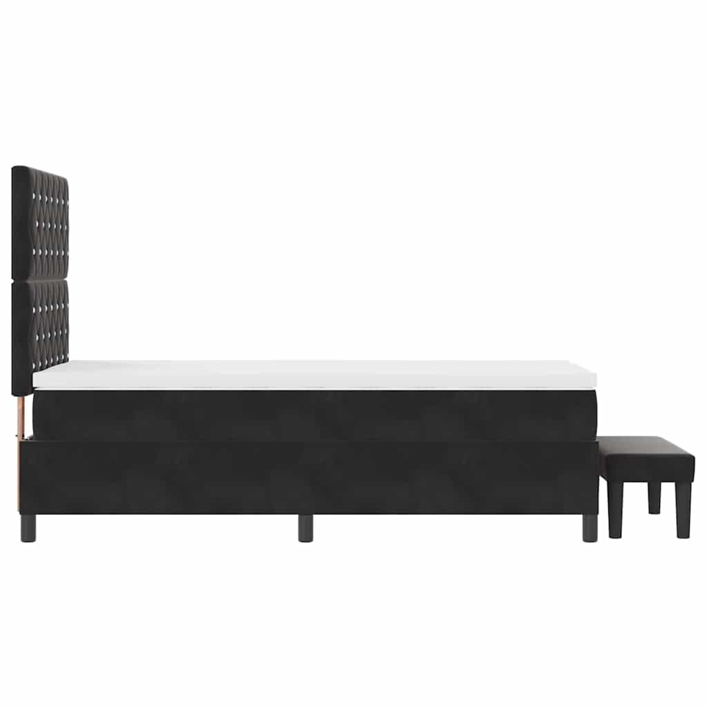 Letto a molle con materasso Nero 100 x 200 cm Velluto