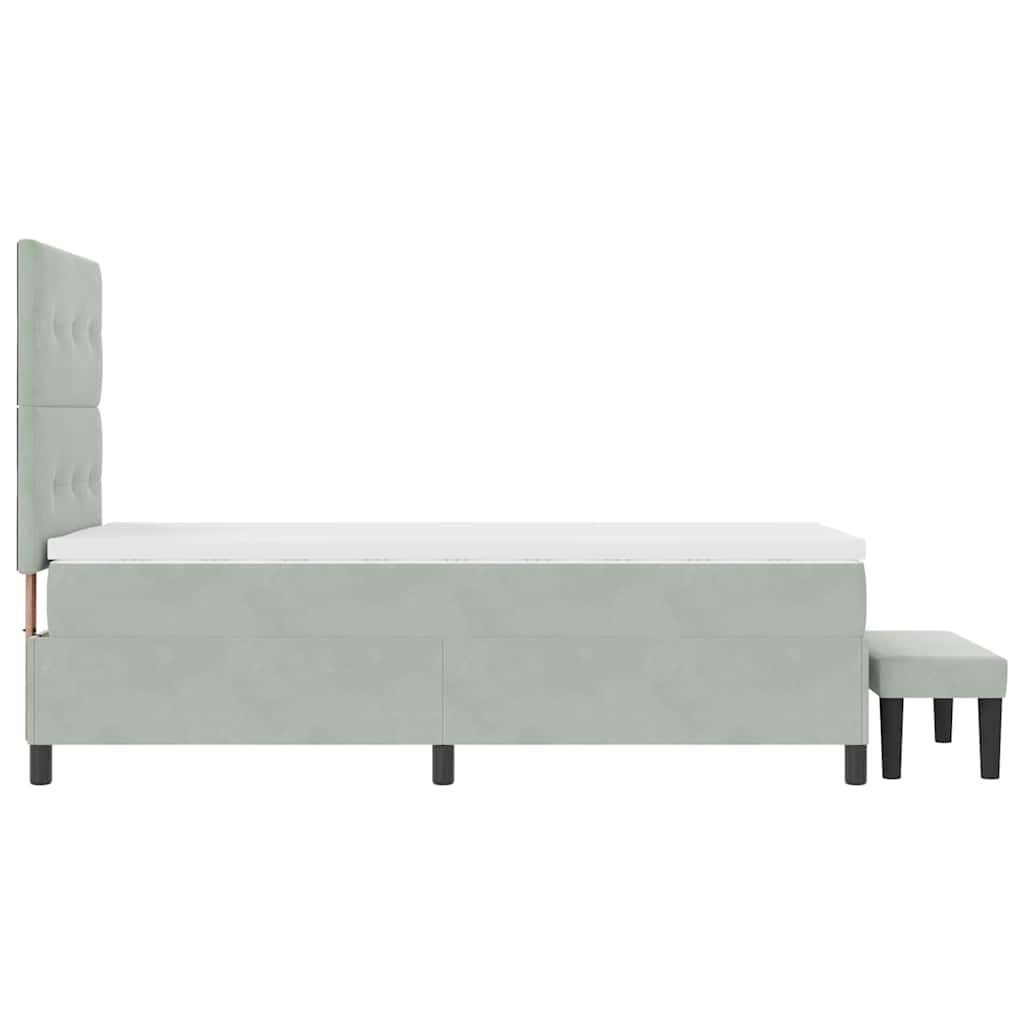 Letto a molle con materasso Grigio chiaro 100 x 200 cm Velluto