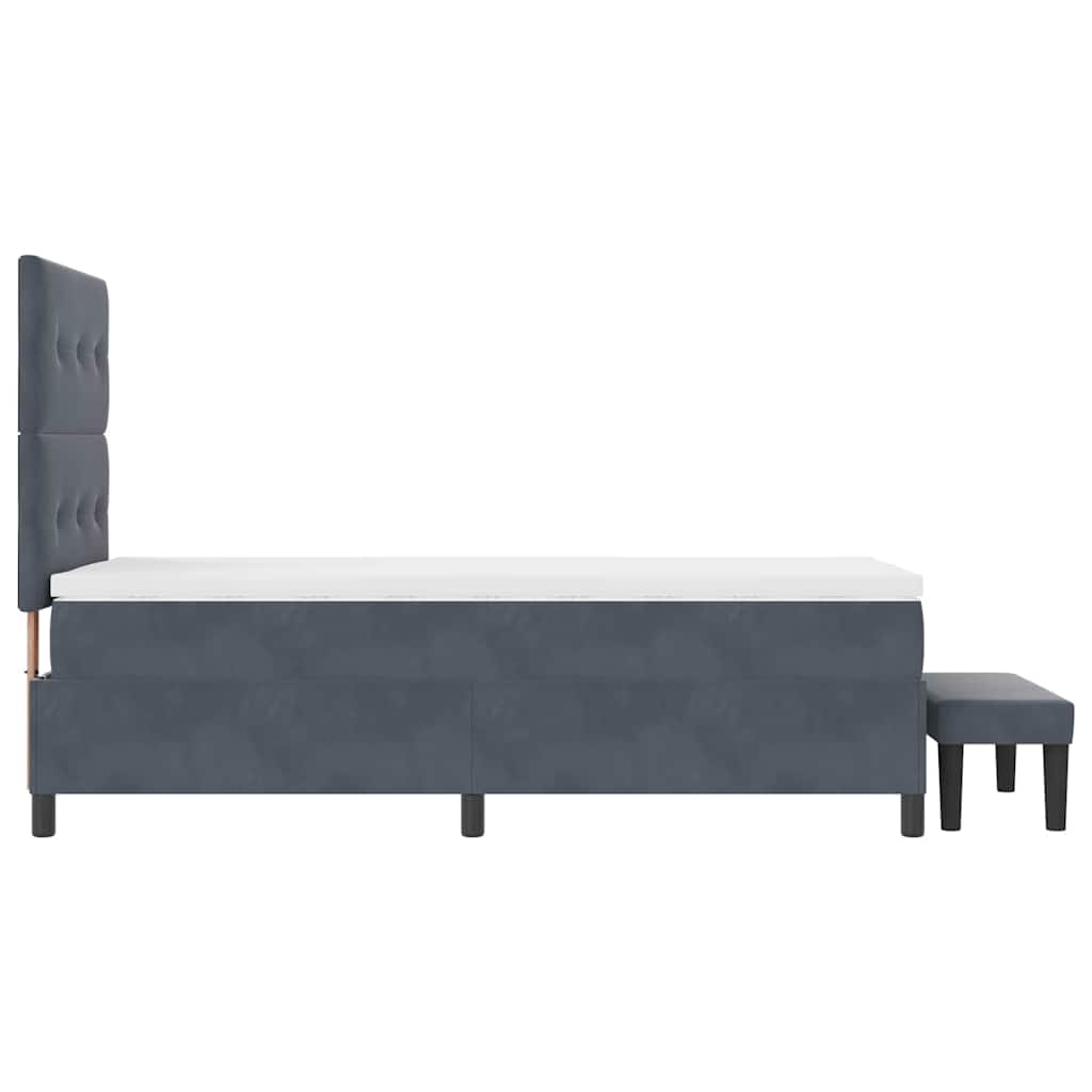 Letto a molle con materasso Grigio scuro 100 x 200 cm Velluto