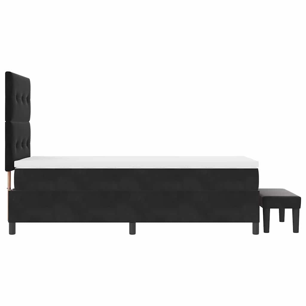 Letto a molle con materasso Nero 100 x 200 cm Velluto