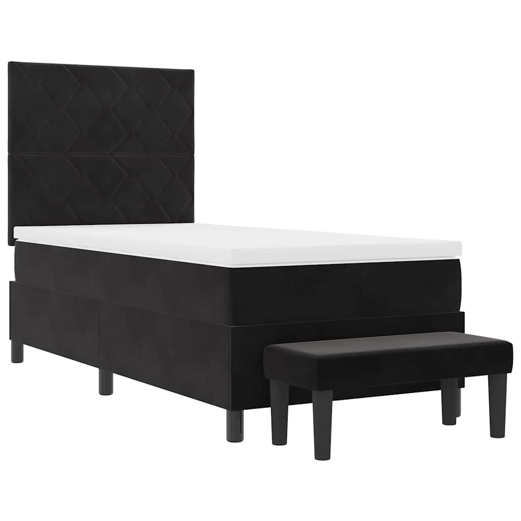 Letto a molle con materasso Nero 100 x 200 cm Velluto
